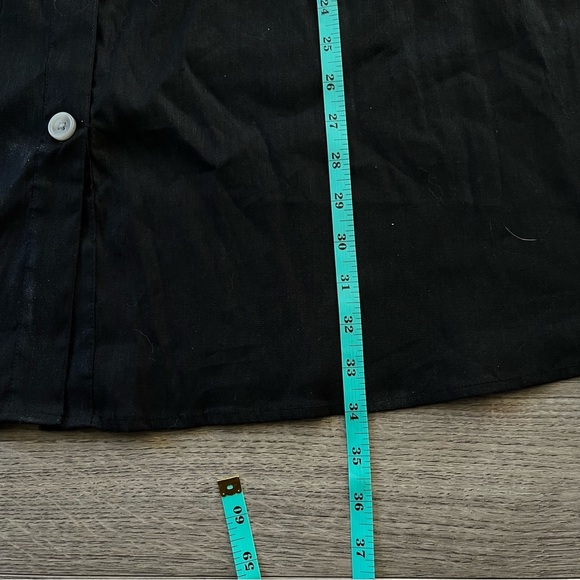 New Calvin Klein Womens Black Button Front Midi Black Linen Blend Skirt Size 24W - Picture 7 of 9